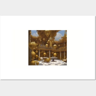 Parnassus Checkered Gold Decorated Floor Palace Room Posters and Art